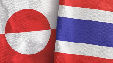 Tayland ve Grönland 2 bayraklı kumaş 3D