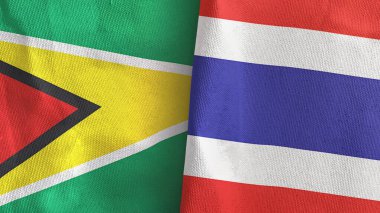 Tayland ve Guyana. İki bayraklı kumaş. Üç boyutlu.