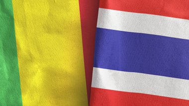 Tayland ve Mali 'de iki bayrak, tekstil kumaşı 3D.