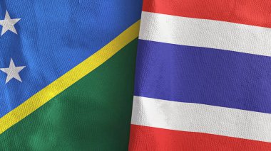 Tayland ve Solomon Adaları. İki bayrak, üç boyutlu kumaş.