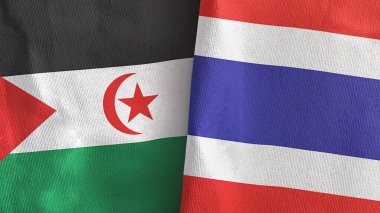 Tayland ve Batı Sahra iki bayraklı kumaş 3D.