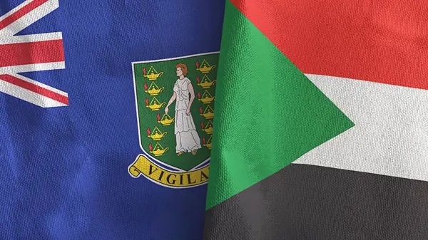Sudan and Virgin Islands British two flags textile cloth 3D rendering — Foto de Stock