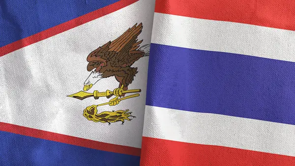 Таиланд и Американское Самоа два флага текстильная ткань 3D рендеринг — стоковое фото