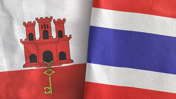 Thailand and Gibraltar two flags textile cloth 3D rendering — Foto de Stock