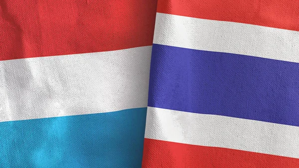 Таїланд і Люксембург два прапори текстильної тканини 3D рендеринг — стокове фото