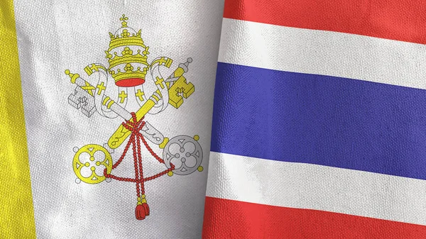 Таиланд и Ватикан два флага текстильная ткань 3D рендеринг — стоковое фото