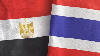 Tayland ve Mısır 'da iki bayraklı kumaş 3D.