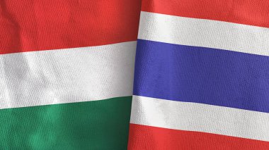Tayland ve Macaristan 2 bayraklı tekstil kumaşı 3D