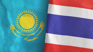 Tayland ve Kazakistan 2 bayraklı tekstil kumaşı 3D