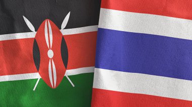 Tayland ve Kenya iki bayrak tekstil kumaşı 3D