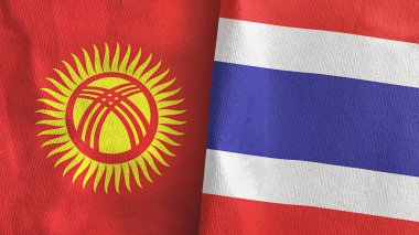 Tayland ve Kırgızistan iki bayraklı tekstil kumaşı 3D