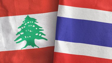 Tayland ve Lübnan. İki bayraklı kumaş. Üç boyutlu.