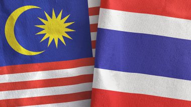 Tayland ve Malezya 2 bayraklı tekstil kumaşı 3D