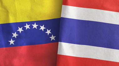 Tayland ve Venezuela 2 bayraklı tekstil kumaşı 3D