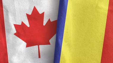 Romanya ve Kanada 'da tekstil kumaşı 3D rendelemede iki bayrak