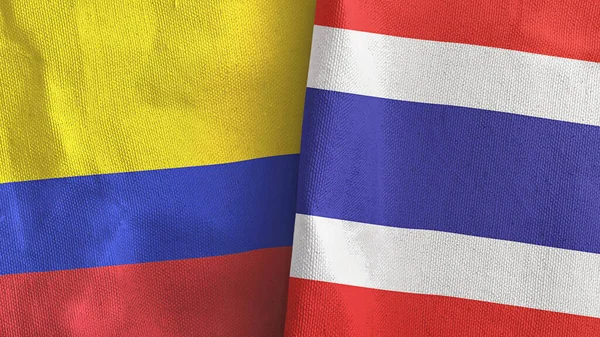 태국과 콜롬비아, 두 개의 플래그 옷감 3D 렌더링 — 스톡 사진
