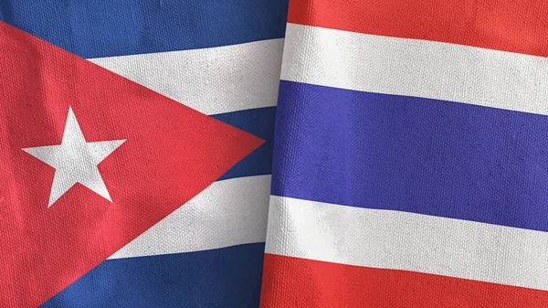 태국과 쿠바 두 개의 플래그 옷감 3D 렌더링 — 스톡 사진