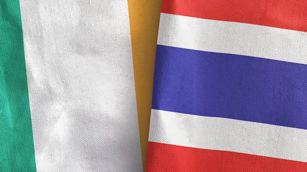 Tailândia e Irlanda duas bandeiras de pano têxtil 3D renderização — Fotografia de Stock