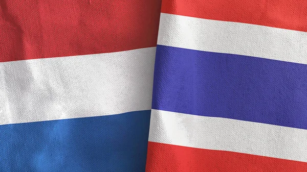 Thailand and Netherlands two flags textile cloth 3D rendering —  Fotos de Stock