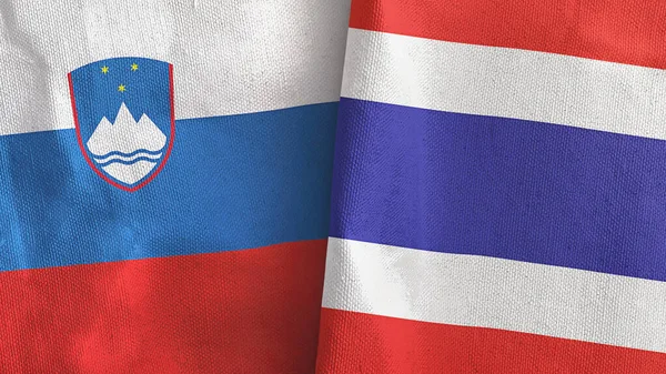 Thailand and Slovenia two flags textile cloth 3D rendering — Stockfoto