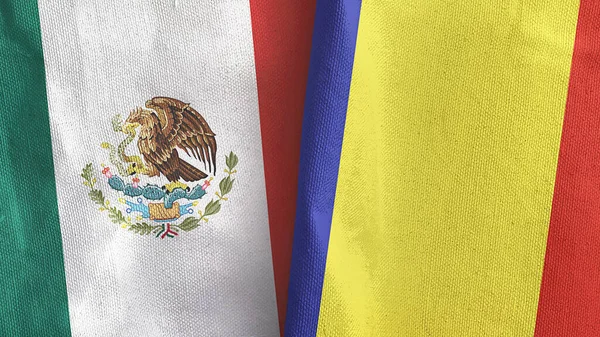 Romania and Mexico two flags textile cloth 3D rendering — Foto de Stock