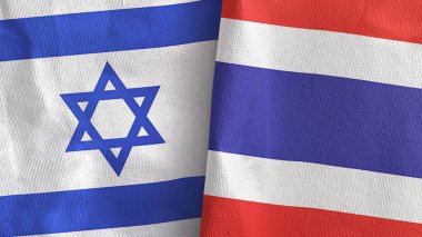 Tayland ve İsrail iki bayraklı tekstil kumaşı 3D