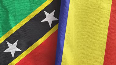 Romanya ve Saint Kitts ve Nevis, üç boyutlu tekstil kumaşına iki bayrak dikti