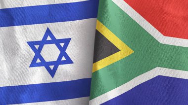 Güney Afrika ve İsrail iki bayraklı tekstil kumaşı 3D