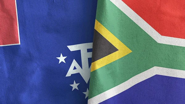Sudáfrica y las tierras australes y antárticas francesas dos banderas 3D renderizado — Foto de Stock