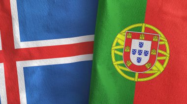 Portekiz ve İzlanda 'da iki bayraklı tekstil kumaşı 3D