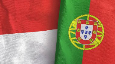 Portekiz ve Endonezya iki bayraklı tekstil kumaşı 3D
