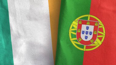 Portekiz ve İrlanda iki bayraklı tekstil kumaşı 3D