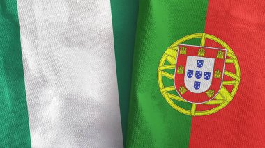 Portekiz ve Nijerya iki bayraklı tekstil kumaşı 3D