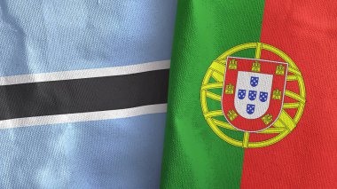 Portekiz ve Botswana 'da iki bayraklı kumaş 3D.