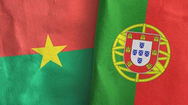 Portekiz ve Burkina Faso. İki bayraklı tekstil kumaşı.