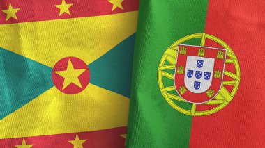 Portekiz ve Grenada iki bayraklı tekstil kumaşı 3D