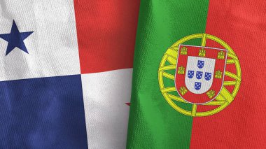 Portekiz ve Panama 'da iki bayraklı tekstil kumaşı 3D.