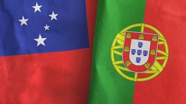 Portekiz ve Samoa iki bayraklı tekstil kumaşı 3D.