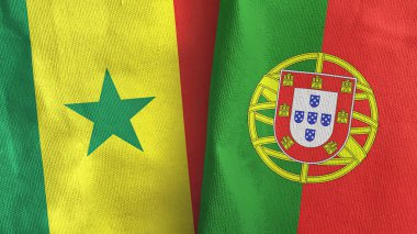 Portekiz ve Senegal iki bayraklı tekstil kumaşı 3D