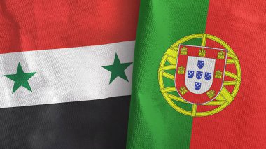 Portekiz ve Suriye 'de iki bayraklı tekstil kumaşı 3D