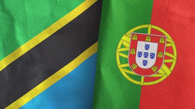 Portekiz ve Tanzanya iki bayraklı tekstil kumaşı 3D