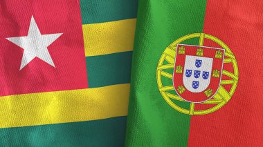 Portekiz ve Togo iki bayraklı tekstil kumaşı 3D.