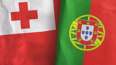 Portekiz ve Tonga iki bayrak tekstil kumaşı 3D