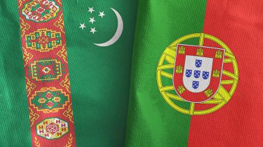 Portekiz ve Türkmenistan 'da iki bayraklı tekstil kumaşı 3D