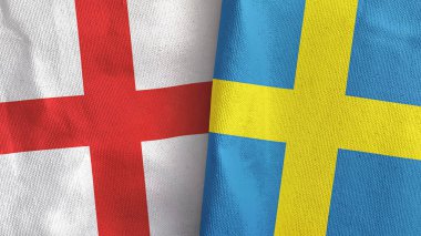 İsveç ve İngiltere iki bayraklı tekstil kumaşı 3D