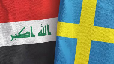 İsveç ve Irak 'ta iki bayraklı tekstil kumaşı 3D