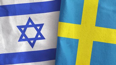 İsveç ve İsrail 'de iki bayraklı tekstil kumaşı 3D