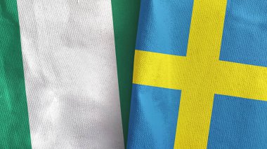 İsveç ve Nijerya iki bayraklı tekstil kumaşı 3D