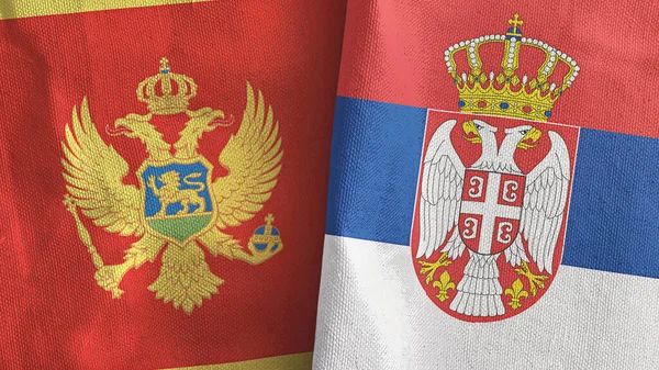 塞尔维亚和黑山两国国旗纺织品3D渲染 — 图库照片
