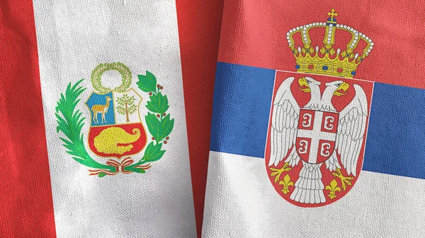 塞尔维亚和秘鲁两国国旗纺织品3D渲染 — 图库照片